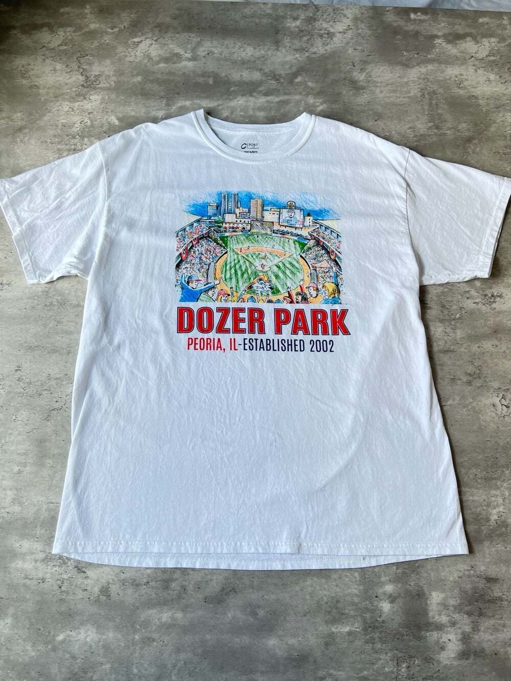 CAT Dozer Park Baseball Graphic T-Shirt White Size XL